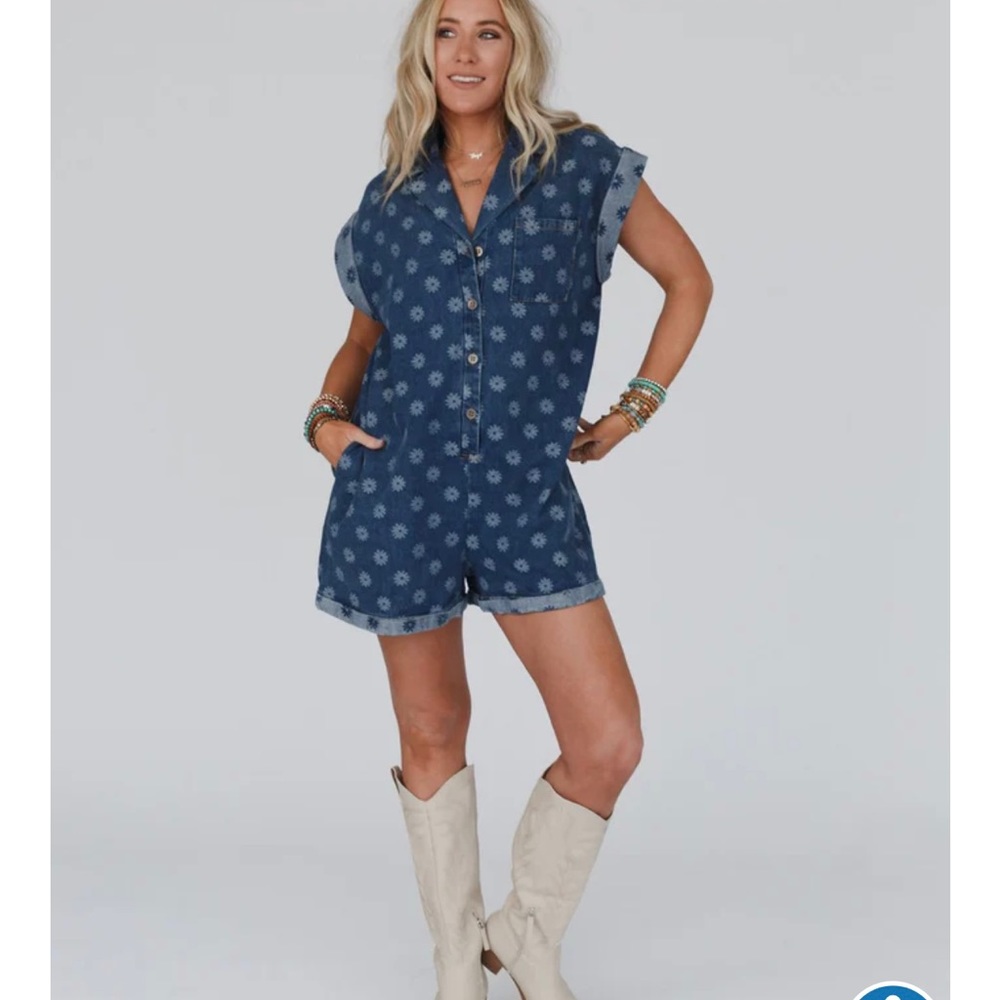 Three Bird Nest Daily Dose of Daisy Denim Romper